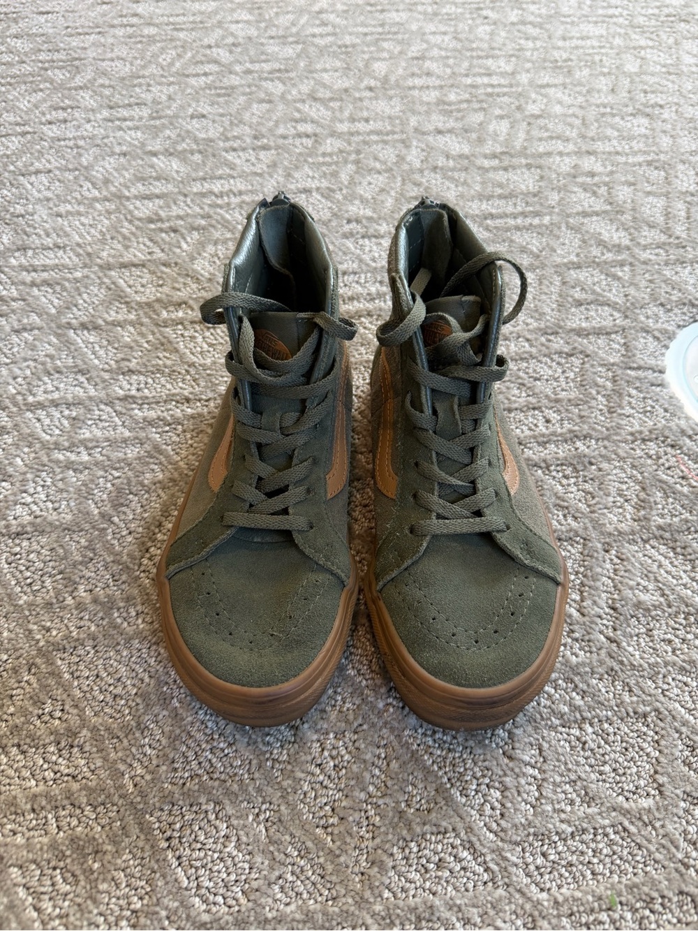 Vans Kids High-Top Sneakers in Olive Green and Brown
